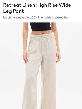 Athleta Retreat Linen High Rise Wide Leg Pant Medium